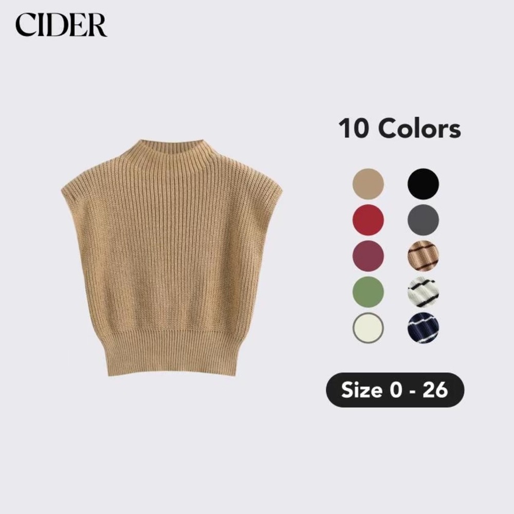 Cider Beige Crew Neck Sweater Vest